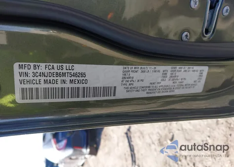 2021 Jeep Compass 80Th Anniversary 4X4 z USA, uszkodzony, nr VIN 3C4NJDEB6MT546265